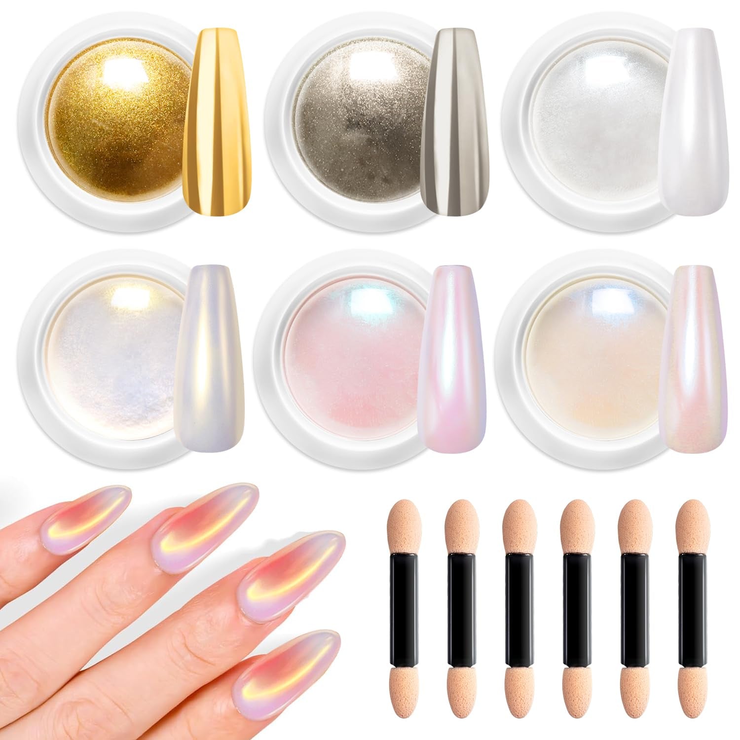 BISHENGYF Polvere per unghie cromata oro rosaNeue Upgrade Grosse Kapazitä Chrom PulverSuper-Spiegeleffekt Metall Mirror Chrome Powder –Neon Glassy Pearl Effect Glitter Nagelkunst Pulver Für DIY Salon