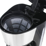 Emerio CME-122933, Macchina da caffè con filtro, 1,25 L per un massimo di 10 tazze di caffè fresco, filtro rimovibile permanente, funzione antigoccia, caraffa in vetro, spegnimento automatico, 1000 watt, nero/argento