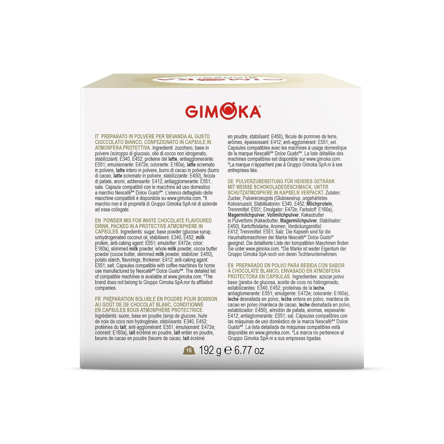 Gimoka Kaffeekapseln, Gesmack WEISSE CHOKOLADE - 48 Kapseln compatibile con Kaffeemaschinen der Marke Nescafè* Dolce Gusto*, 48 Stück (3 x 16 Getränke), Hergestellt in Italien