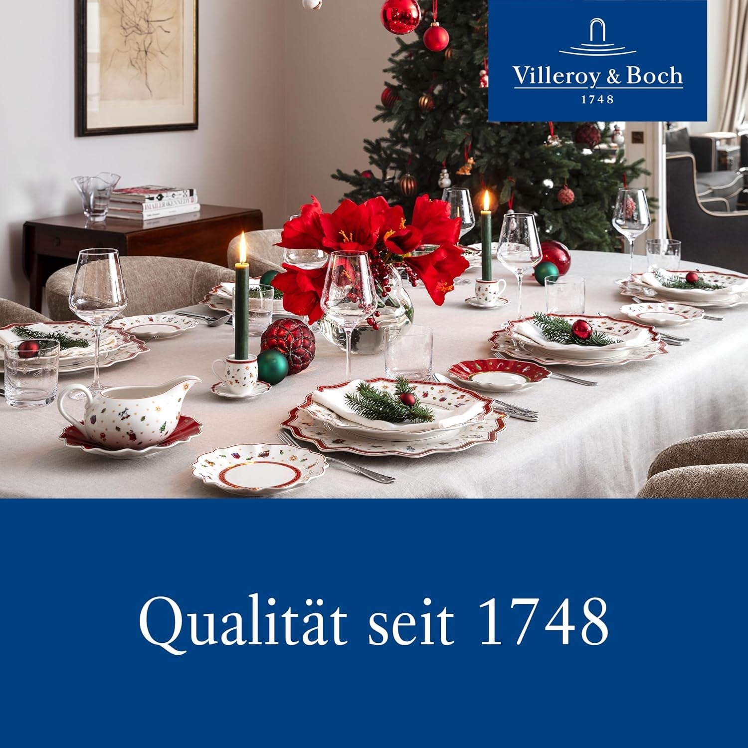 Villeroy & Boch - Toy's Delight Set Colazione per 2, Design Locomotiva, 6 Pezzi, Colorato, Natale, Servizio Piatti con Piatti, Tazze e Scodelle per la Colazione, Stoviglie Natalizia, Porcellana Premium