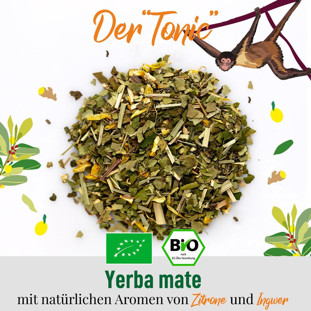 ORIGEENS BIO YERBA MATE CON LIMONE E ZENZERO 200 G - Il tè energizzante I Tè Yerba Mate biologico, non tostato, foglie, senza gambi e polvere