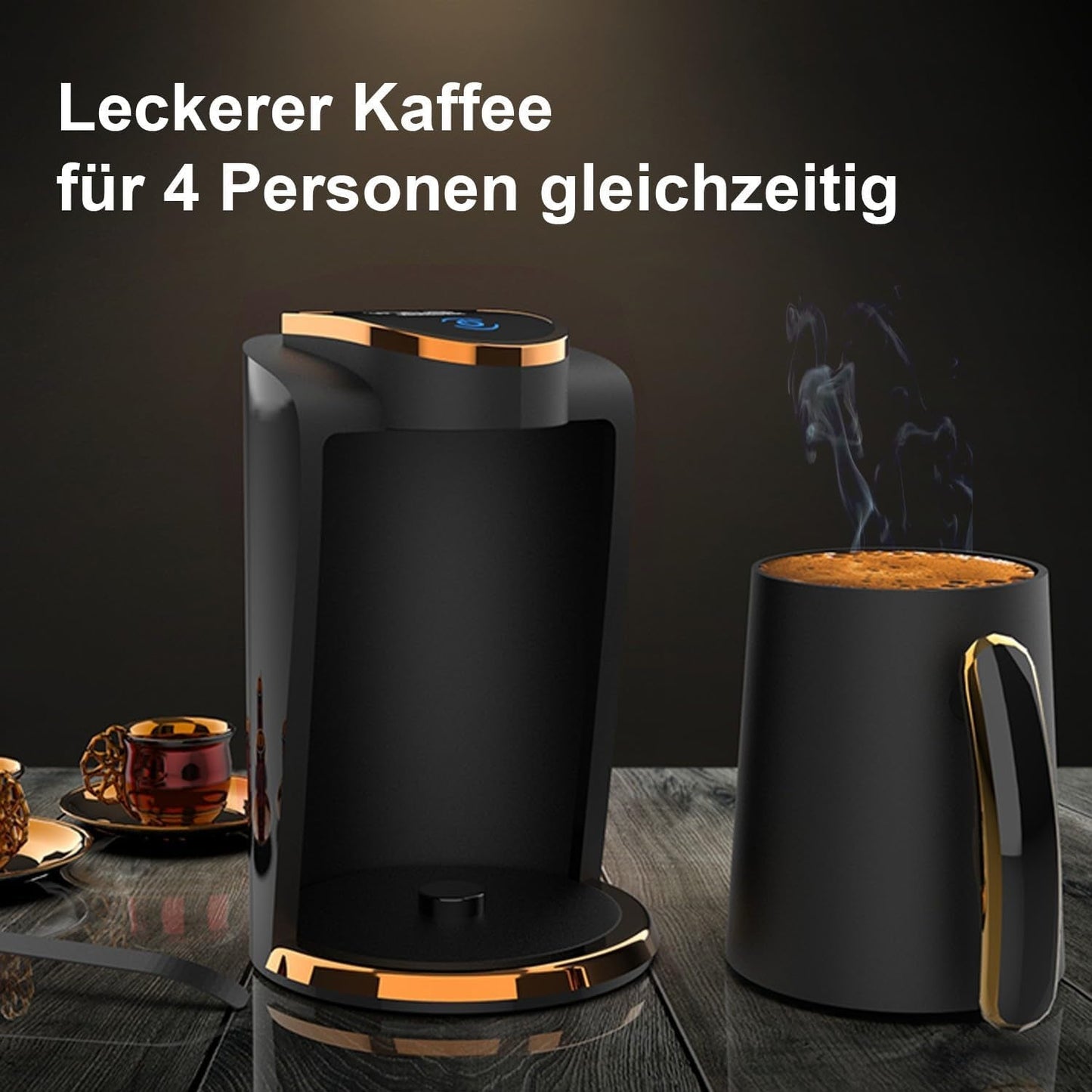 Caffetteria turca Inca | Macchine Türk Kahve | 250 ml (1-4 tazze) | 400 W | IKM-01 | Protezione contro le fuoriuscite e l'ebollizione senza acqua | Piastra riscaldante in acciaio inossidabile | Spegnimento automatico | Per un caffè turco perfetto