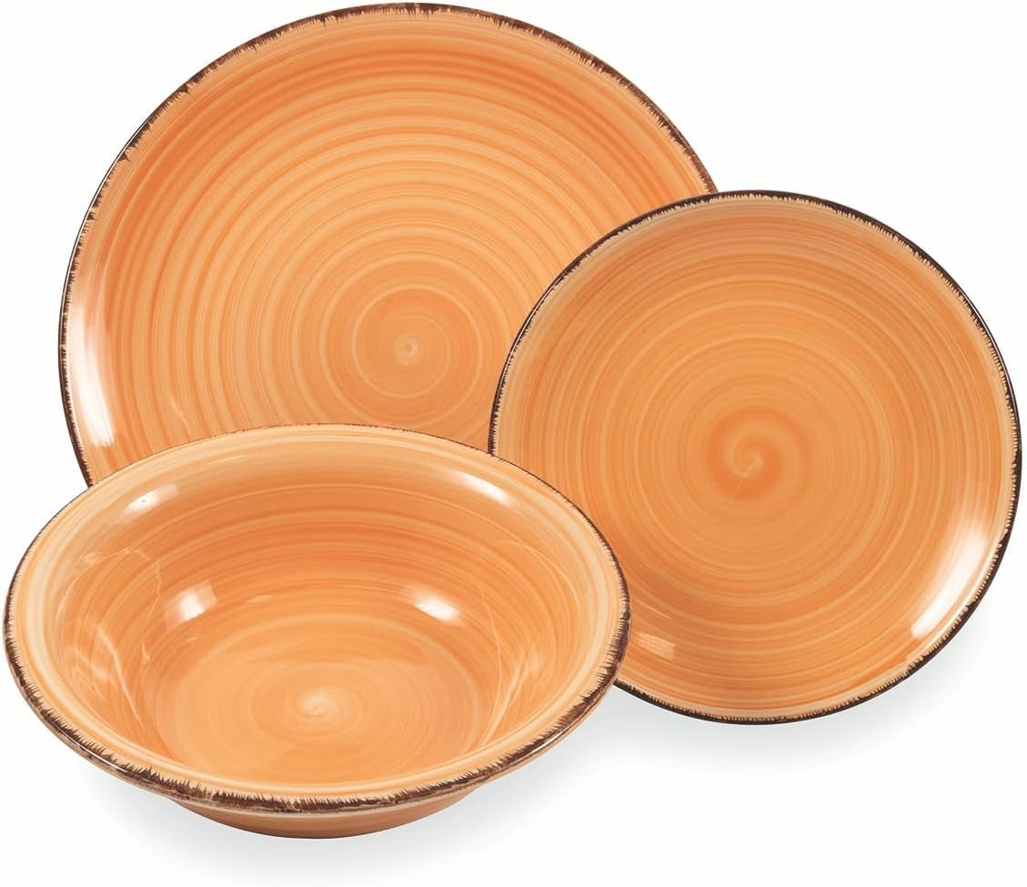 2197966 Servizio tavola Baita Acquerello, 18 pezzi, gres dipinto a mano, 6 piani diversi