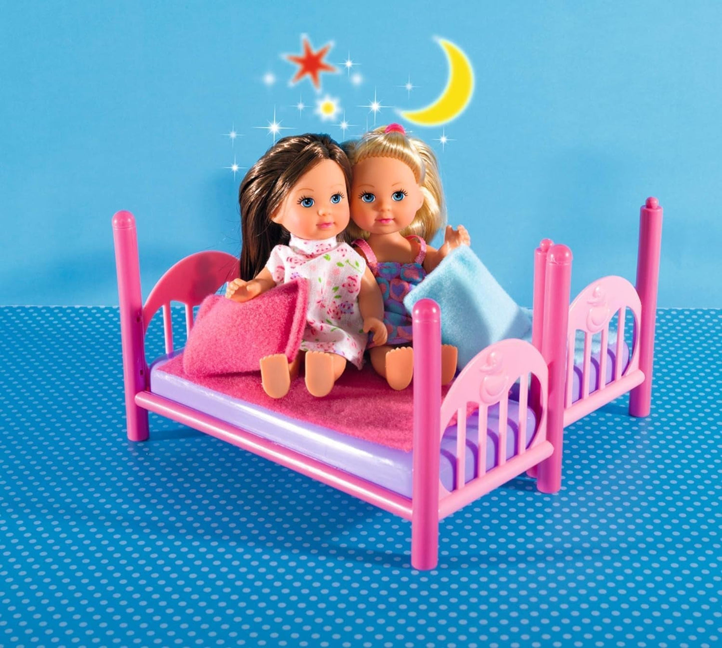 Simba 108178046 105733847 - Letto a 2 piani Evi Love / con due bambole Evi / con letto a castello / accessori inclusi / bambola da vestire / 12 cm, per bambini dai 3 anni in su