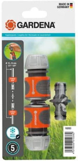 Set di raccordi Gardena: raccordo per tubo flessibile per prolunga da 13 mm (1/2 pollice) e 15 mm (5/8 pollice), anche con alta pressione dell'acqua, montaggio semplice (18283-20)