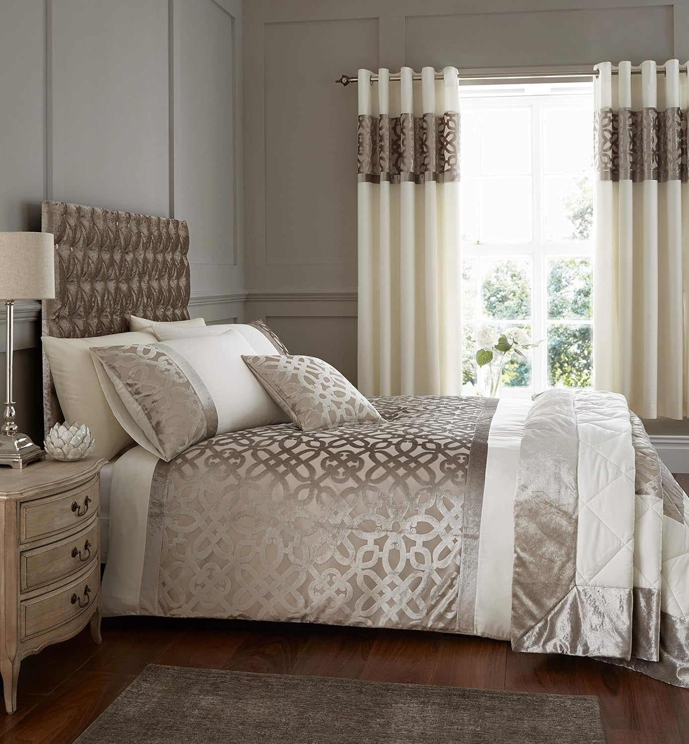 Catherine Lansfield Velluto Lattice Cut, Naturale, copriletto - 220X230Cm Letti e Coperte Catherine Lansfield King size