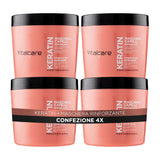 | Cheratina - Maschera per capelli rinforzante per capelli fragili e danneggiati con cheratina e arginina per capelli più forti e morbidi 4 x 500 ml Naty Shop Hair Mask 500 ml (confezione da 4) Maschera