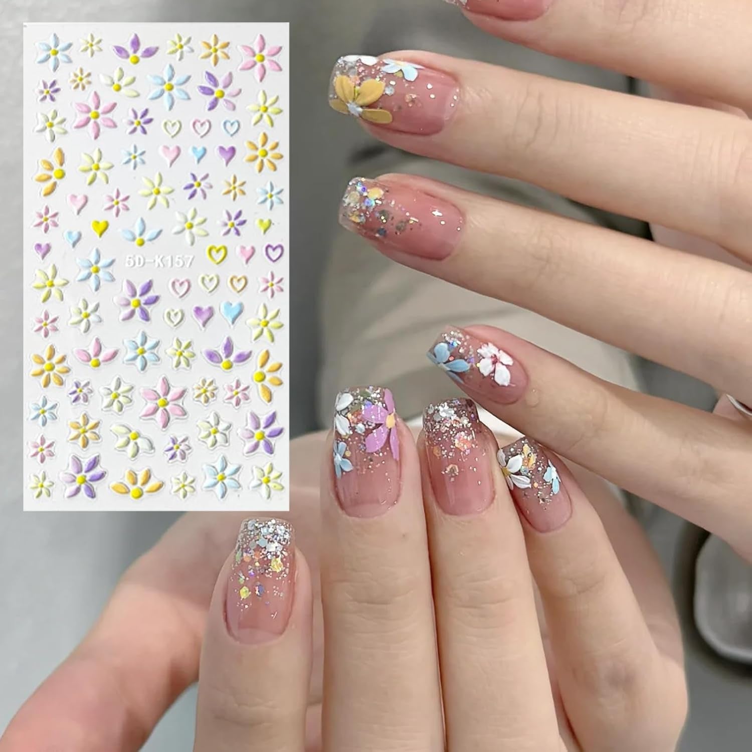 Set di adesivi per unghie per design unico, 4 accessori per nail art colorati, perfetti per gel 3D e strisce di gel UV