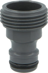 Amig - Adattatore maschio per attacco rubinetto da 3/4 pollici | Collegamento semplice e veloce per tubi dell'acqua | Connessione filettata | Plastica ABS e gomma | Grigio