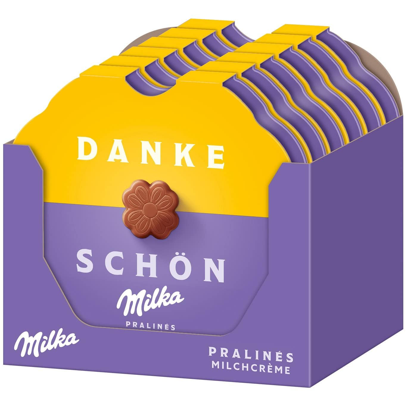 Pralina Milka Little Thank You – Cioccolato al latte alpino con pregiato ripieno di crema al latte – 12 x 44 g