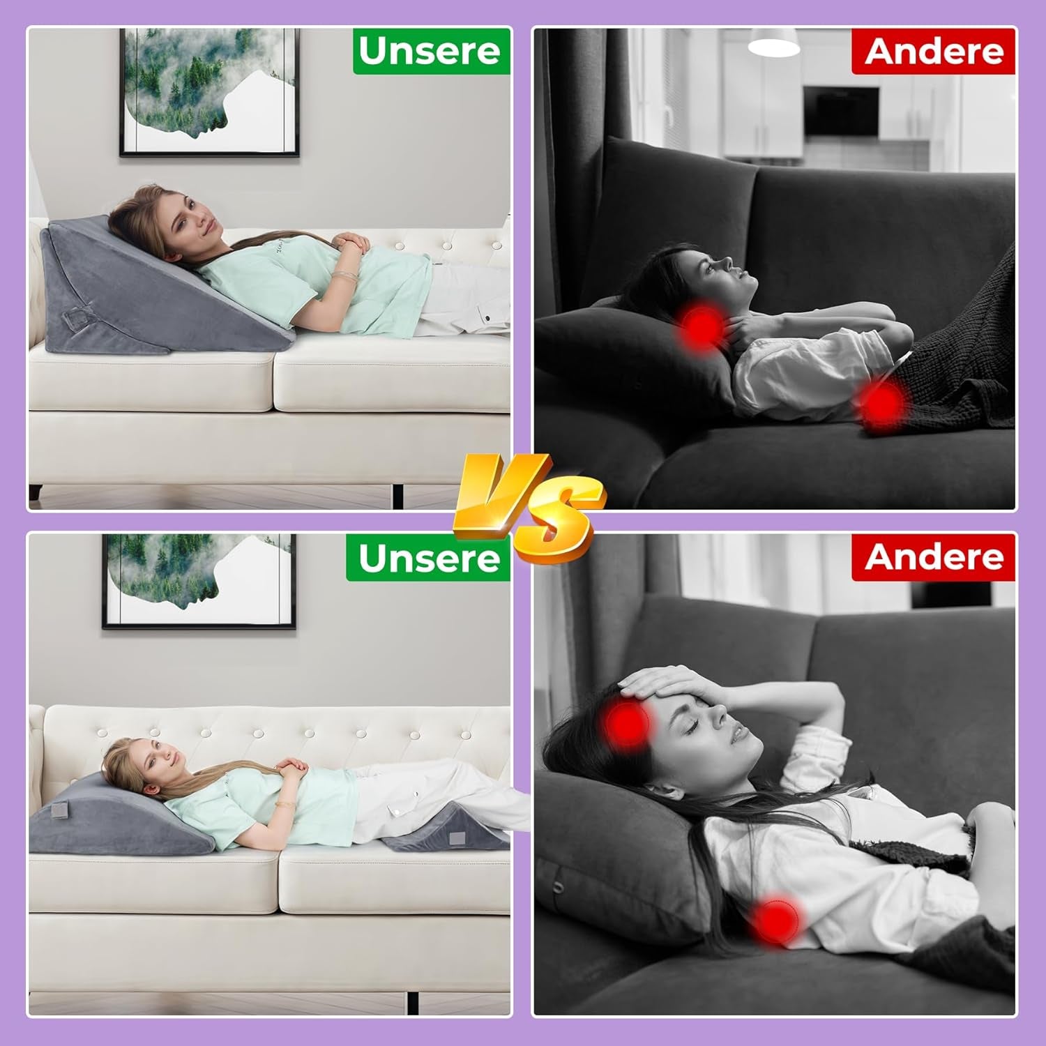 Cuscino in Piuma Regolabile in Schiuma ad Alta Densità, Cuscino Schienale ergonomico per Letto e Divano, Cuscino da Lettura Antireflusso per Dormire, Giocare, Guardare la TV (Pesante)