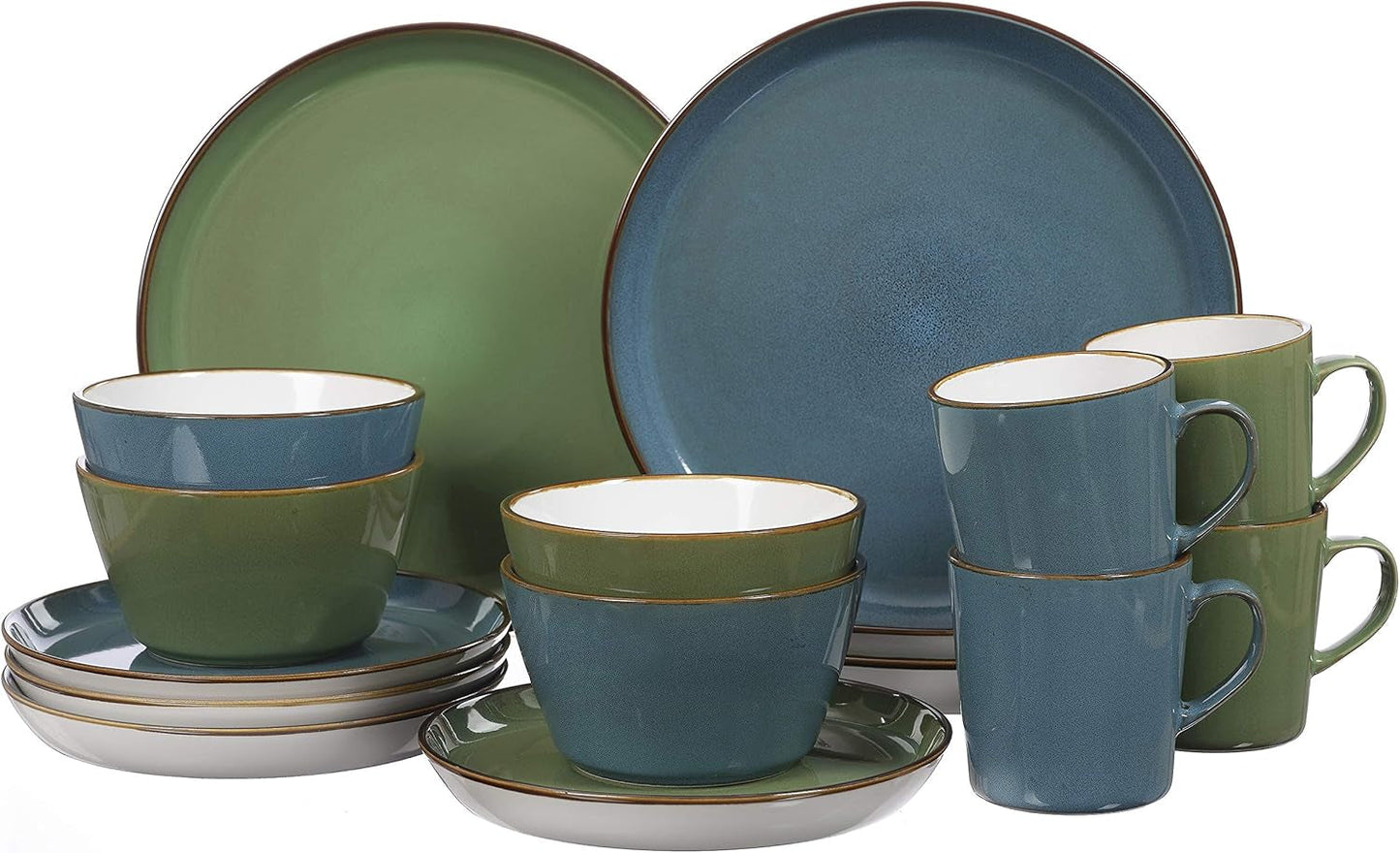 Ritzenhoff & Breker Kombiservice Visby, 16-teilig, Blu/Verde, Steinzeug, 277258