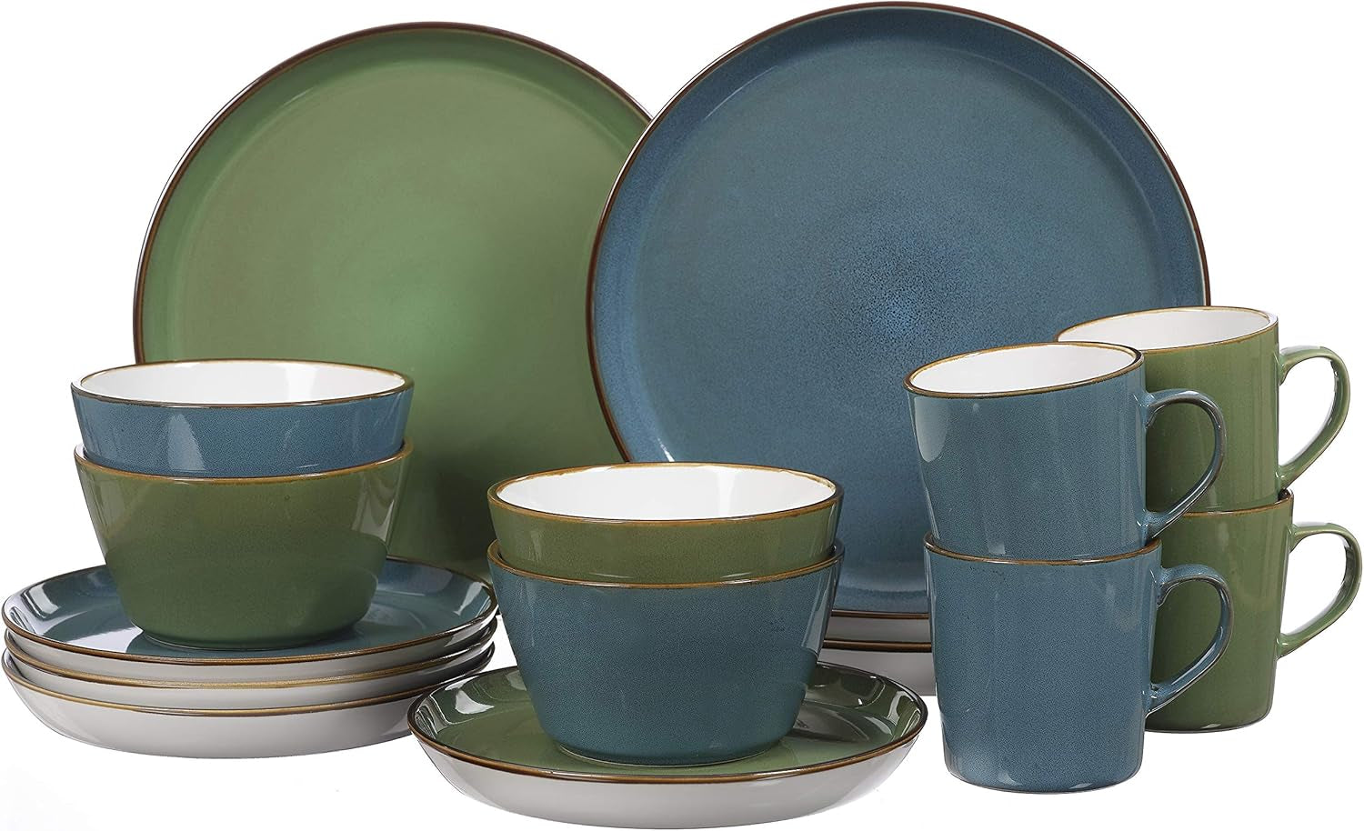 Ritzenhoff & Breker Kombiservice Visby, 16-teilig, Blu/Verde, Steinzeug, 277258