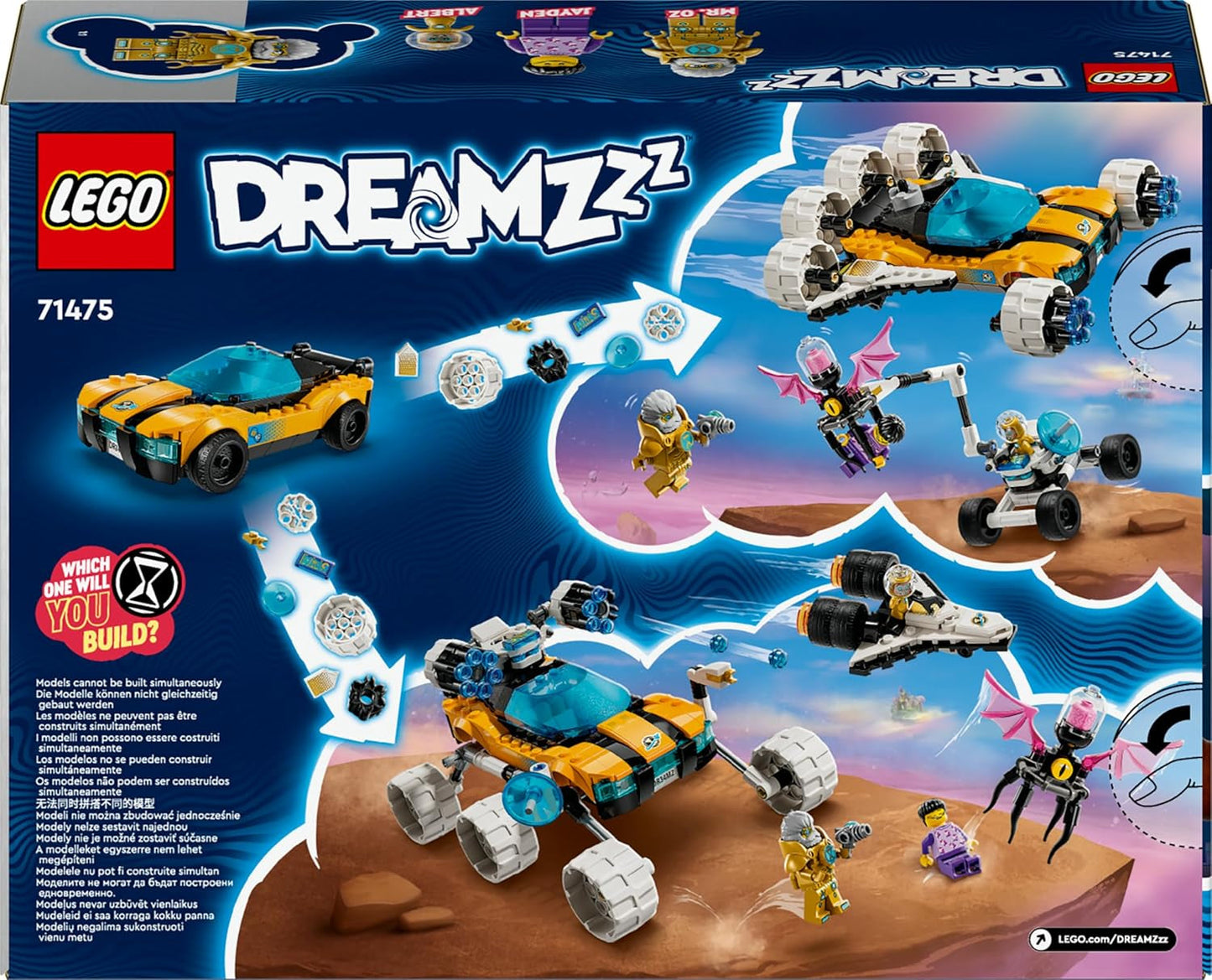 Il set della macchinina o dello shuttle spaziale LEGO Dreamzzz 2 in 1 di Mr Oz include le minifigure di Mr Oz, Albert e Jayden, regalo spaziale per bambini 8+ 71475 Set di costruzione Besuche den LEGO-Store