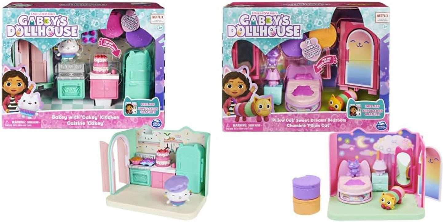 Casa delle bambole Gabby e Casa delle bambole Gabby Camera Deluxe Sogni d'oro Morbido cuscino per la cameretta del gatto Gatto e 3 accessori 3 mobili e 2 scatole a sorpresa Adatto dai 3 anni in su