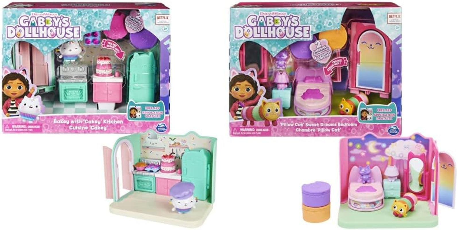 Casa delle bambole Gabby e Casa delle bambole Gabby Camera Deluxe Sogni d'oro Morbido cuscino per la cameretta del gatto Gatto e 3 accessori 3 mobili e 2 scatole a sorpresa Adatto dai 3 anni in su