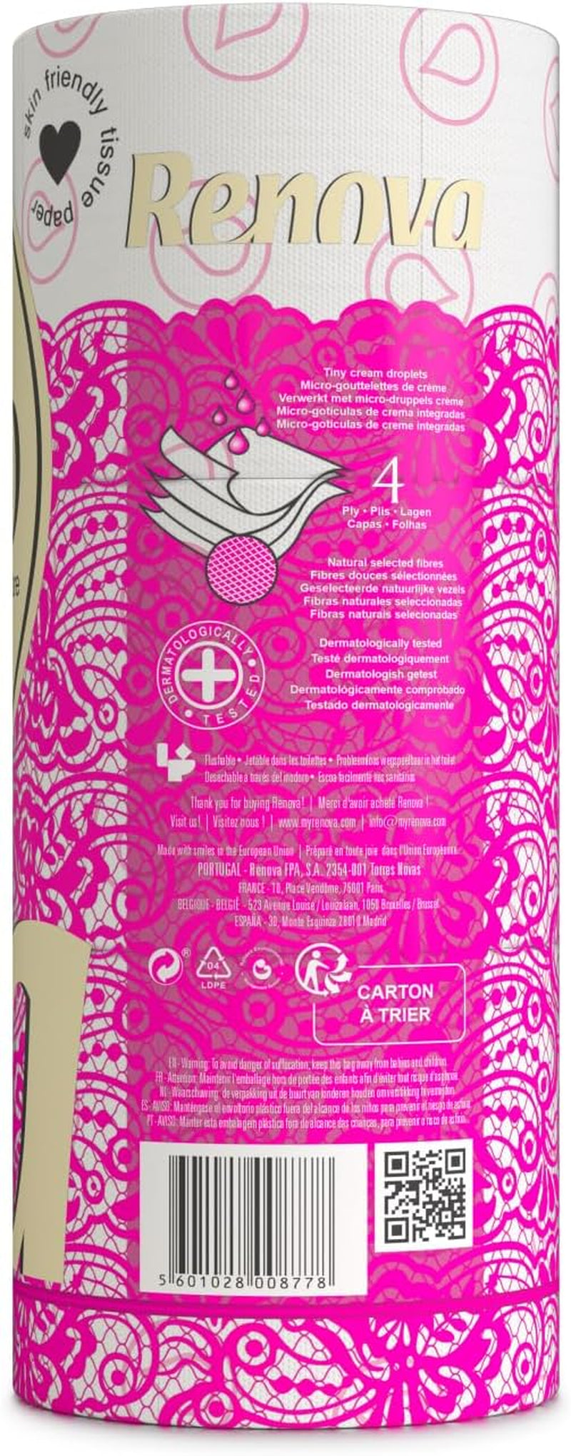 Carta igienica Renova 4 strati bianca decorata profumata - 12 rotoli roll Blanco Decorado Perfumado