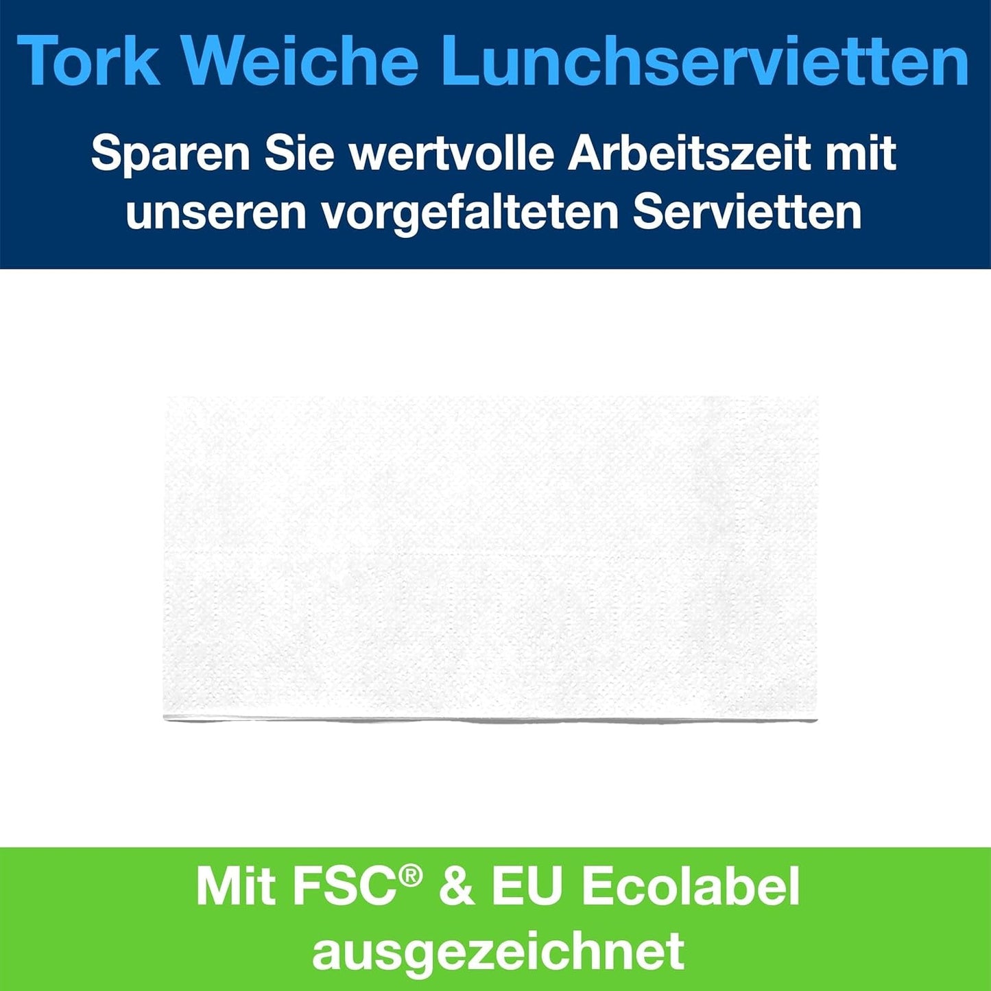 Tork Tovagliolo Soft Lunch bianco, piega 1/8, 3 veli, 33 cm × 33 cm, 150 tovaglioli, 477416