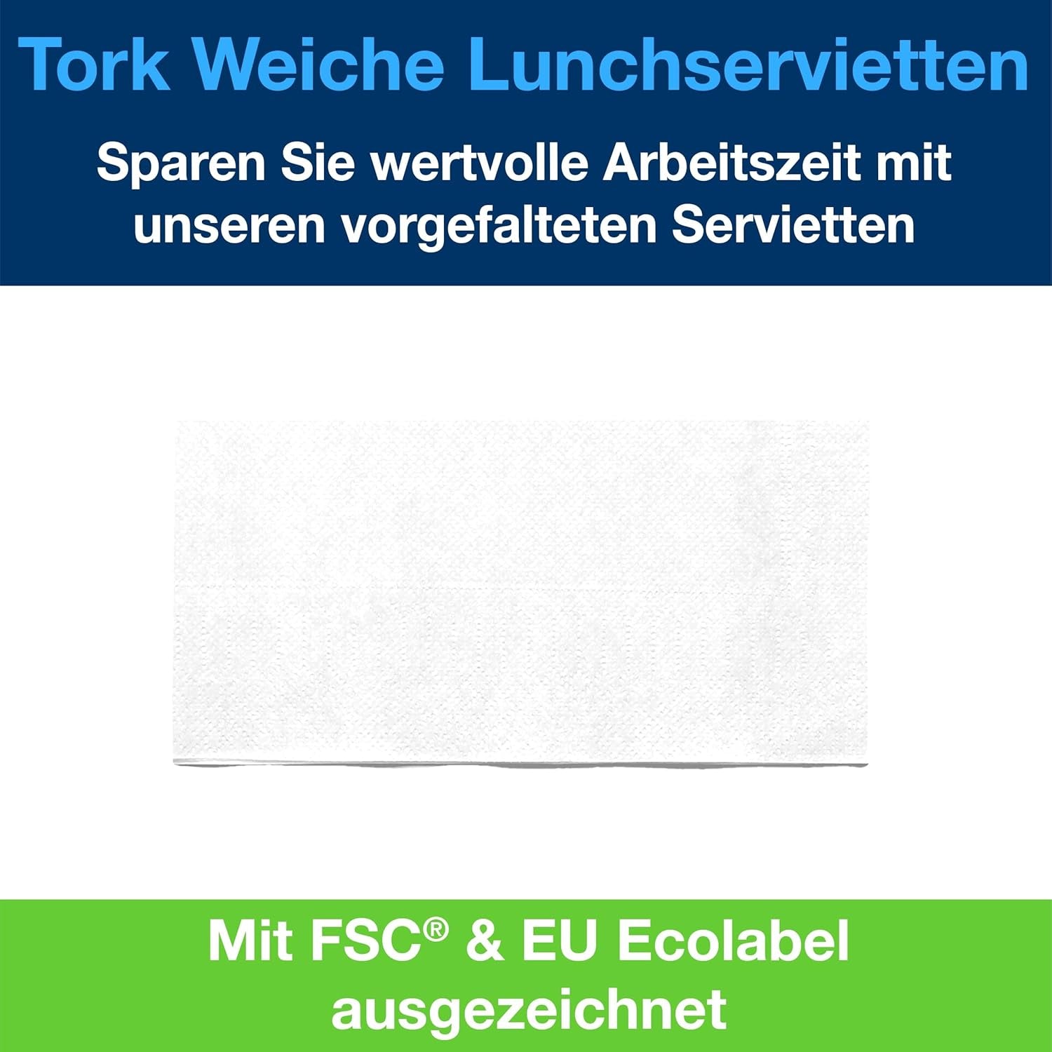 Tork Tovagliolo Soft Lunch bianco, piega 1/8, 3 veli, 33 cm × 33 cm, 150 tovaglioli, 477416