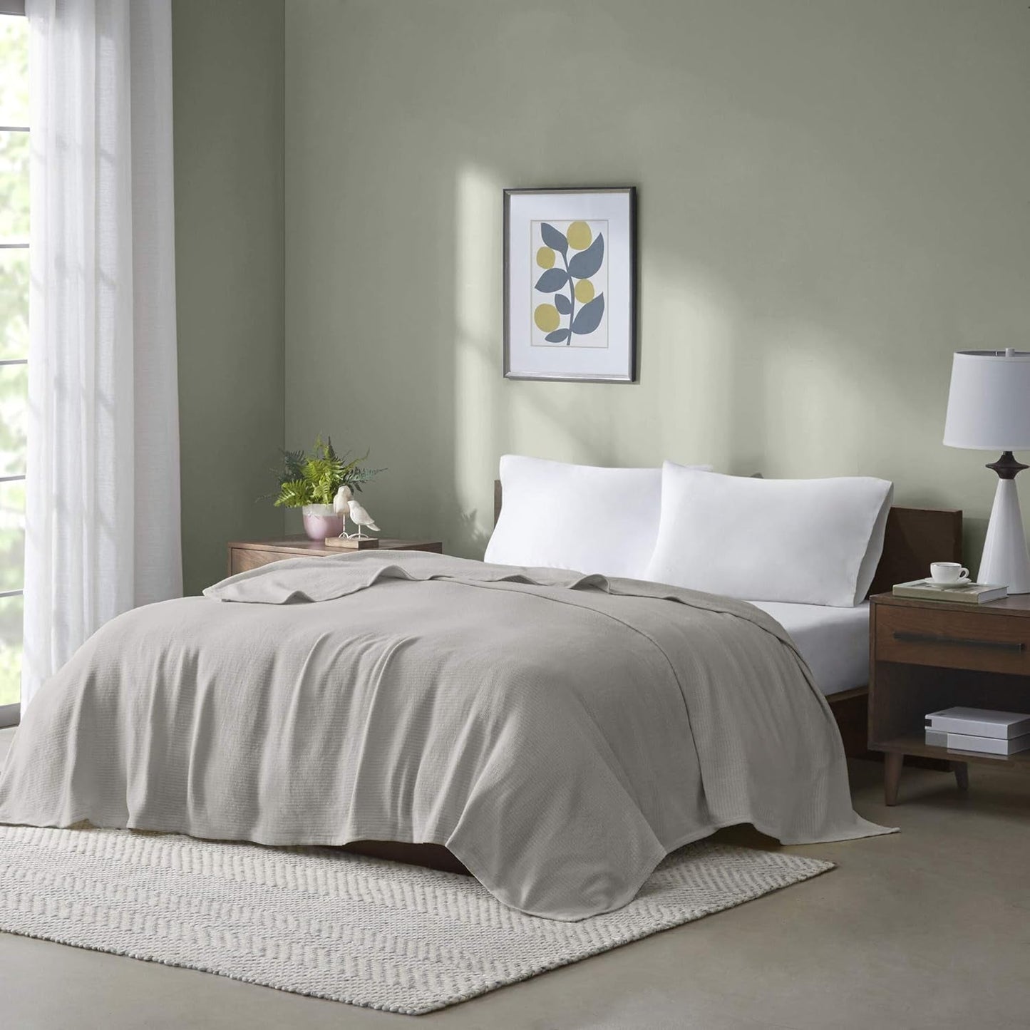 Coperta in cotone grigio twin in vimini Freshspun Madison Park Letti e coperte Madison Park