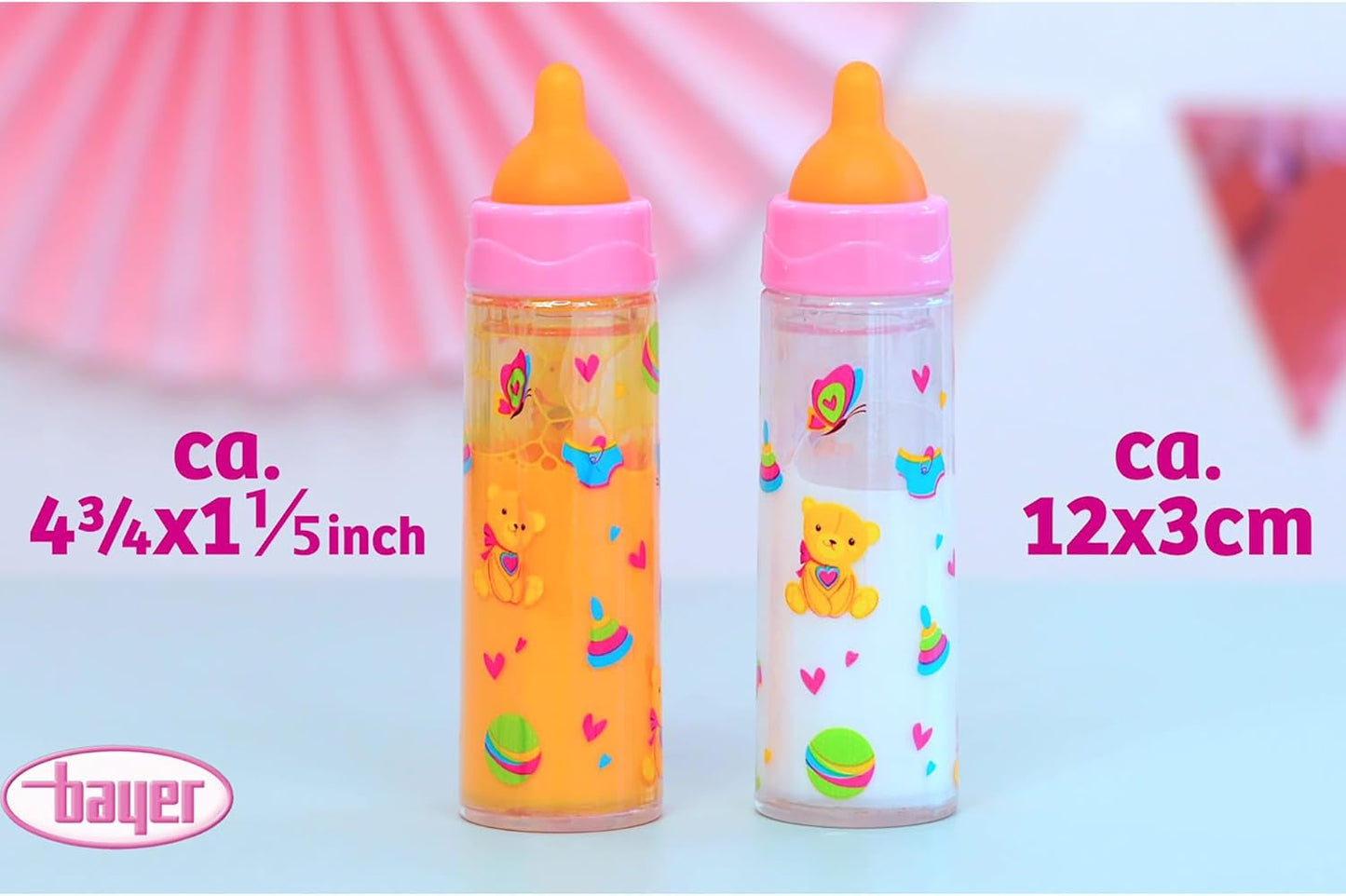 Bayer Design 79201AE Bottiglia magica, bottiglia per il latte, borraccia, accessorio per bambola, bianco e arancione
