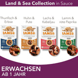 IAMS Delights Collezione Land & Sea Cibo umido per gatti - Assortimento di carne e pesce Multipack in salsa, Cibo umido per gatti da 1 anno in su, 12 x 85 g