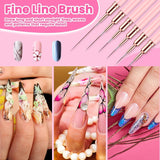 6 pezzi Liner Nailart Pinsel Nageldesign Pinsel Set Dünn Acryl Nagelpunkt-Zeichenwerkzeug Nägel Dünne Nagelpinsel Set Für Lange Linien, Dünne Details, Feines Zichnen 5/7/9/11/15/25 Mm（Rosa）