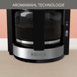 Macchina per caffè espresso Krups KM3210 Pro Aroma Plus, 10 tazze, 1,25 L, Mantieni caldo per 30 minuti, Finestra livello acqua visibile, Sistema antigoccia, Nero con applicazioni in acciaio inossidabile