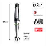 Braun Multiquick 7 MQ 7035X Stabmixer - Purierstab Mit Abnehmbarem Edelstahl Mixfuß Mit Activeblade Technologie Zum Pürieren Der Härtesten Ingredient, Inkl. Set 3-Teiliges Zubehör, 1000 Watt, Schwarz Kitchen Naty Shop
