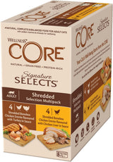 Wellness CORE Signature Selects 8 x 79g, Pollo e Tacchino Mix - Cibo umido per gatti, deliziose strisce in salsa, senza cereali, naturale, ipoallergenico, ricco di proteine, ricco di carne
