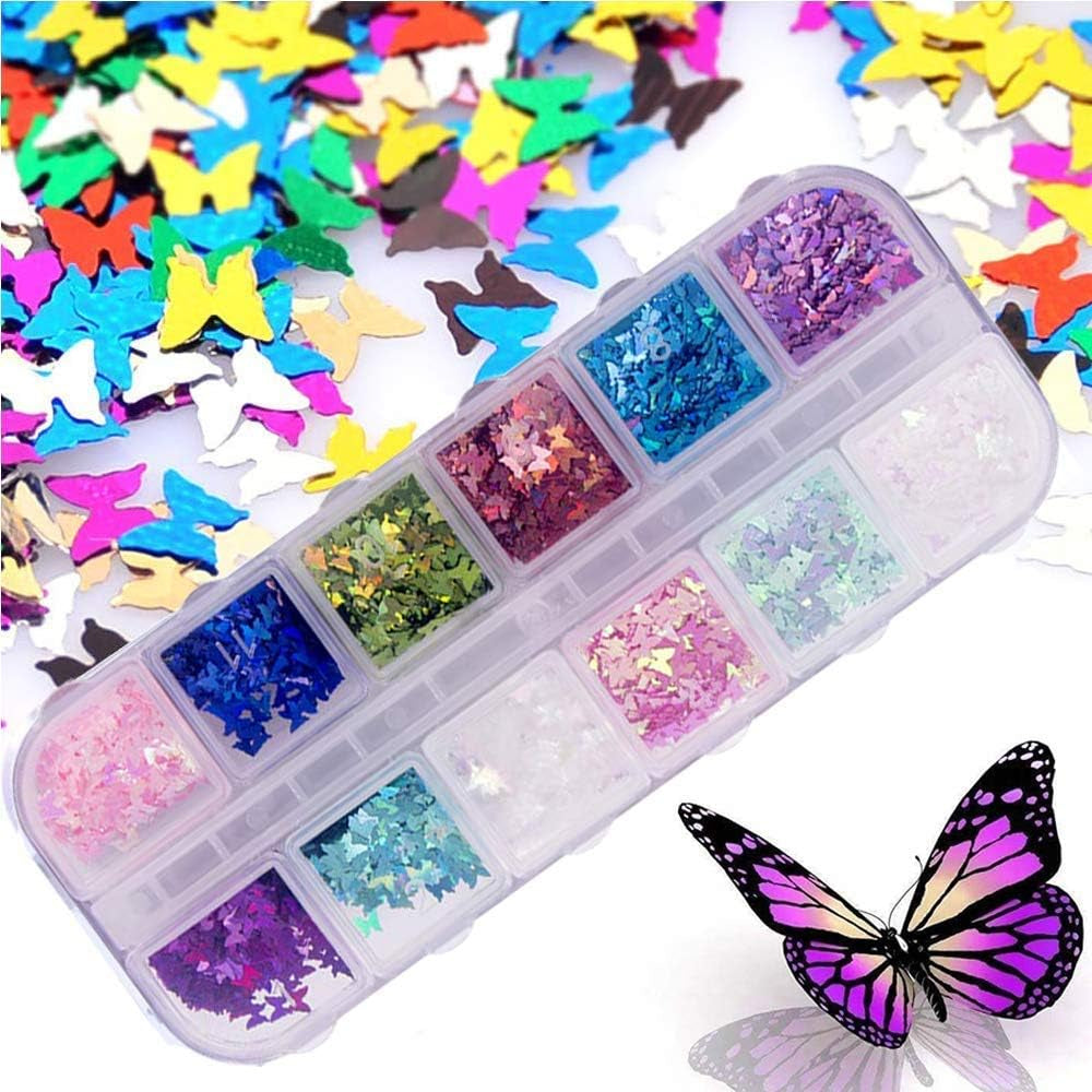 Kalolary Fiori secchi per unghie Farfalla Paillettes Smalto per unghie Adesivi per unghie Pinzetta Pietre per unghie Strass per unghie Matita per unghie 3D Decorazioni fai da te