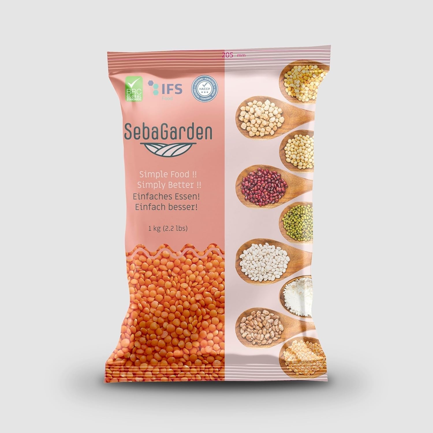 Lenticchie Rosse Seba Garden 1kg - Lenticchie Intere Premium dal Canada - Massor Dal, Non OGM, Ricco di Proteine, Ricco di Fibre - Tutto Naturale, Vegano, Senza Glutine, Ideale per Zuppe e Curry