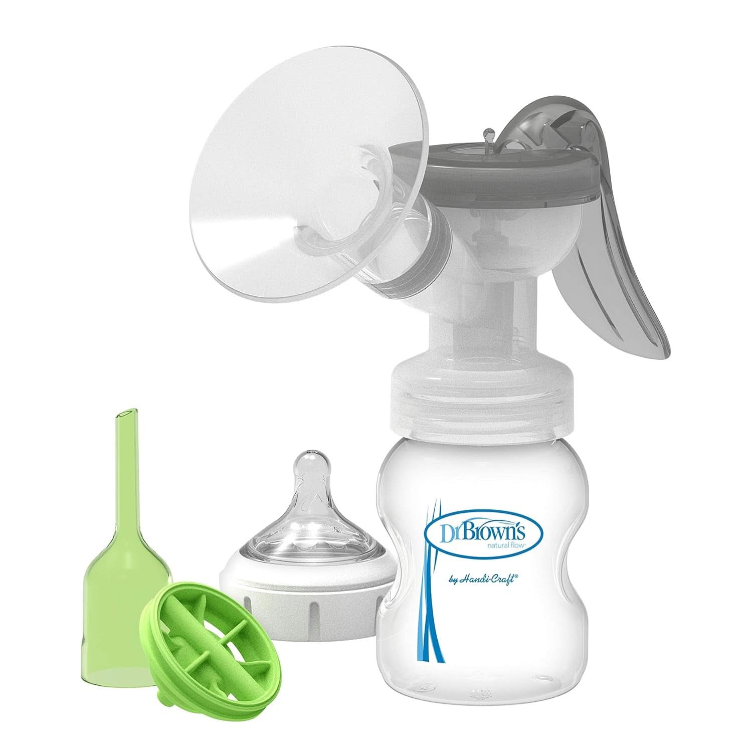 Tiralatte manuale con protezione Softshape 100% silicone (B, flangia 25mm) e opzioni anti-coliche + Biberon a bocca larga da 150 ml con tettarella a flusso lento livello 1 Accessori Alimentazione e Allattamento Bebe Naty Shop