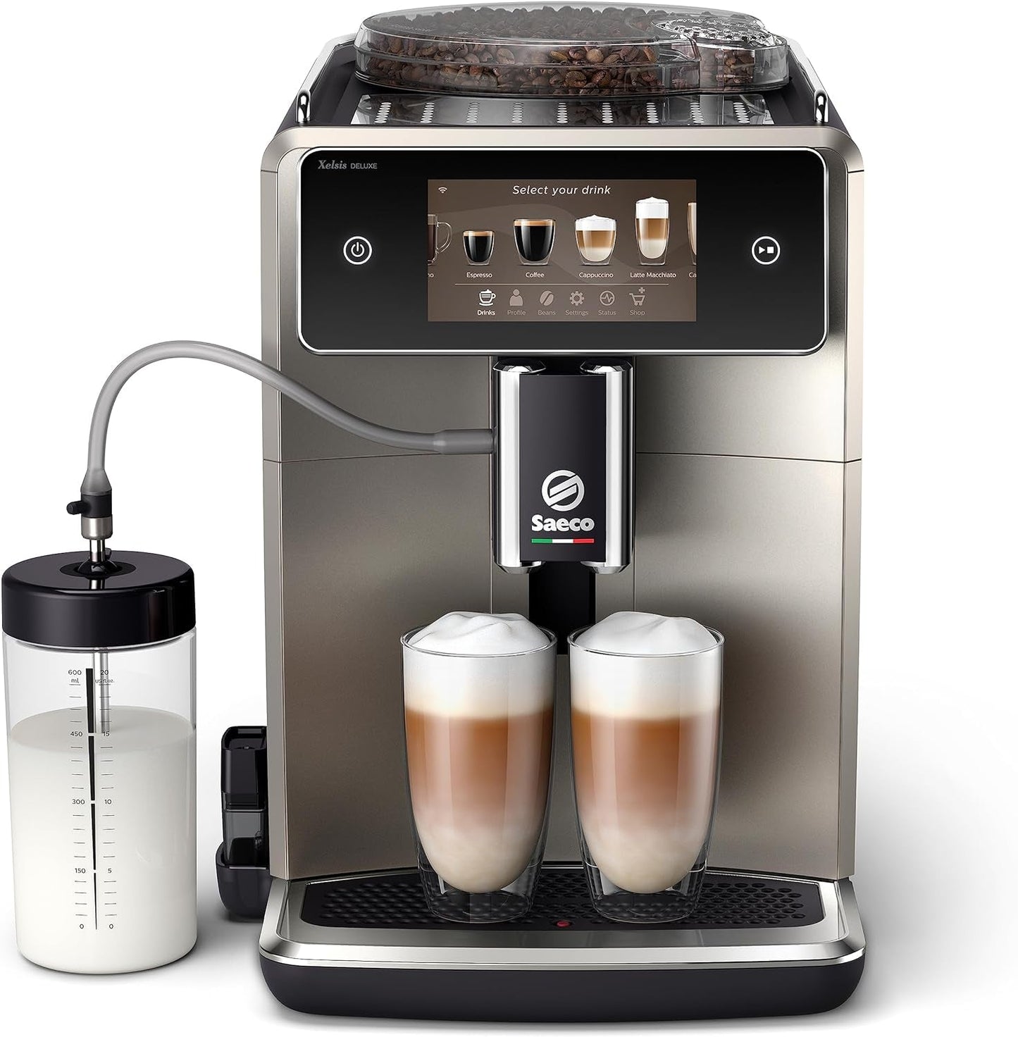 Caffettiera automatica Saeco GranAroma - 14 specialità di caffè, display a colori intuitivo, 4 profili utente, macinatore in ceramica, 1500 Watt (SM6580/10)