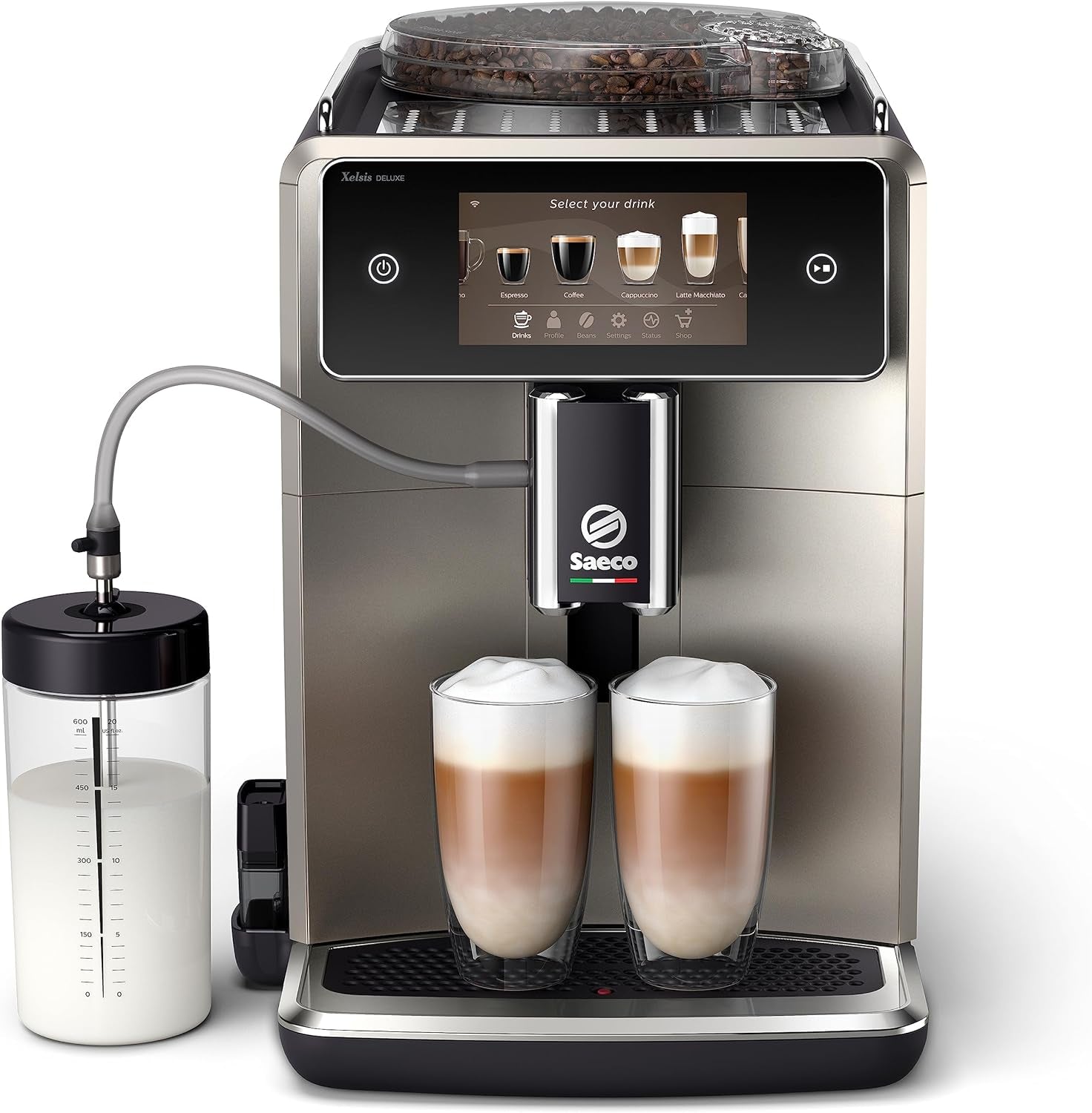 Caffettiera automatica Saeco GranAroma - 14 specialità di caffè, display a colori intuitivo, 4 profili utente, macinatore in ceramica, 1500 Watt (SM6580/10)