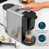 Macchina per caffè espresso multicapsule Princess 4 in 1 - 1450 watt, capsule, cialde, caffè macinato, senza BPA, 249450, 01.249450.01.001, nero, argento