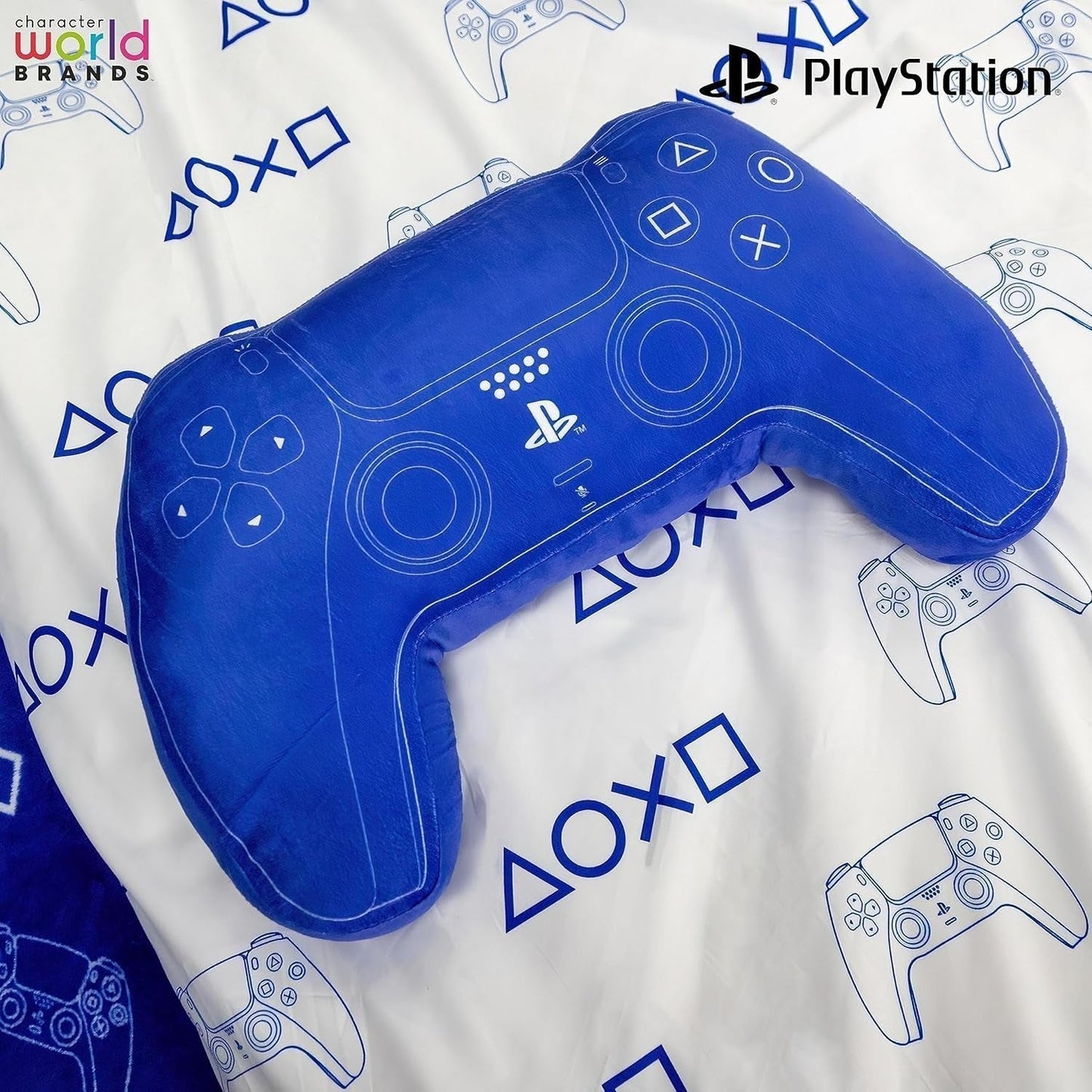 Mondo dei personaggi: cuscino a forma di controller PlayStation con licenza ufficiale, design portatile, cuscino in peluche imbottito | Perfetti per la camera da letto o l'arredamento del gioco, i cuscini standard blu Naty Shop