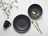 CreaTable, 20537, serie Vesuvio Black, set di stoviglie da 16 pezzi, servizio combinato in porcellana, lavabile in lavastoviglie e adatto al microonde, prodotto in Portogallo
