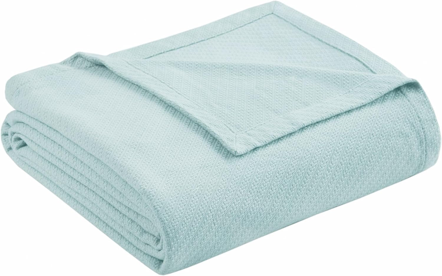 Madison Park Luxury Liquid Cotton Coperta di alta qualità morbida e confortevole 100% cotone filato ad anelli per letto divano divano Blush Full/Queen Naty Shop Trapunte e trapunte Azzurro King Size