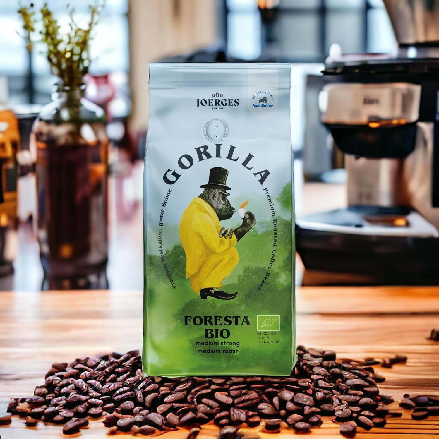 Gorilla Foresta Coffee 6 x 1000 g di chicchi interi tostati | Miscela Arabica | Portafiltro e macchine per caffè espresso completamente automatiche | Caffè espresso