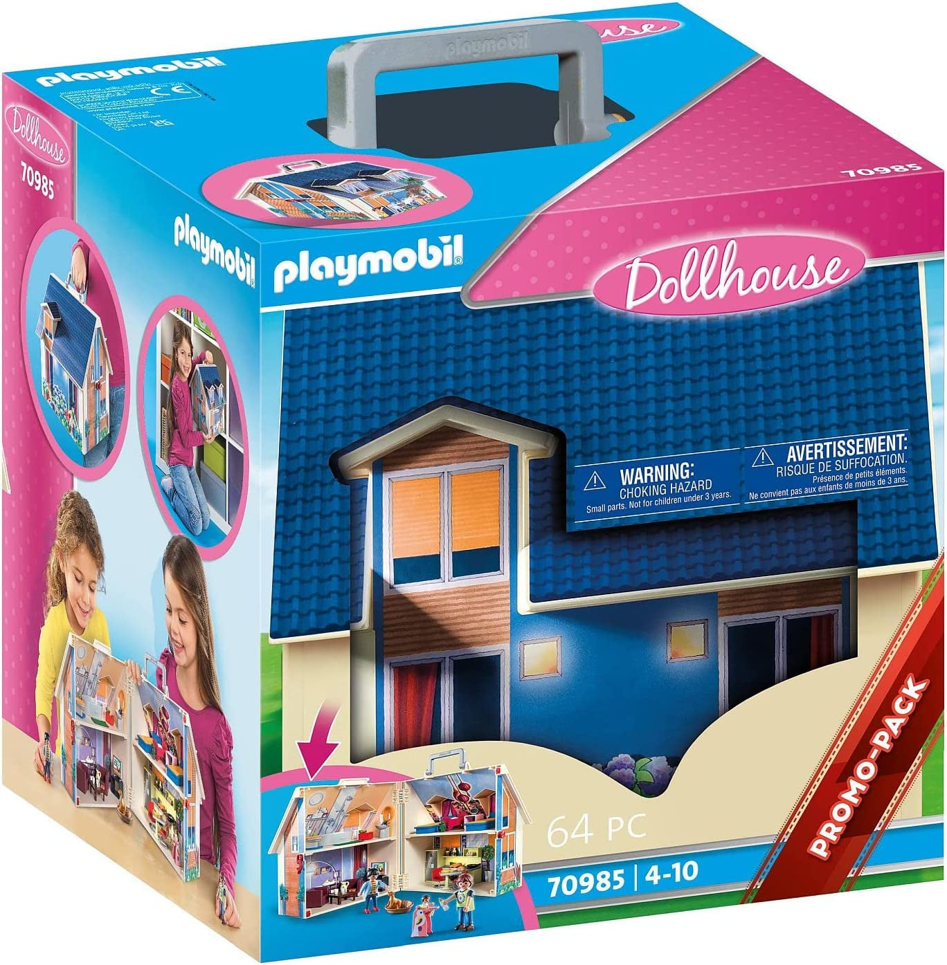 Casa delle bambole 70985 Casa delle bambole pieghevole con maniglia, giocattolo per bambini dai 4 anni in su e casa delle bambole 70209 Camera per adolescenti con figura della ragazza e accessori, 4+