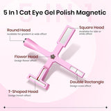 SUPWEE Strumento magnetico per unghie 5 in 1, Magnete rosa Cat Eye per unghie Stilo magnetico multifunzione Fai da te Magic 3D Magnet Stick Pen Set Nail Art Magnet Stick per Nail Art Articoli fai da te