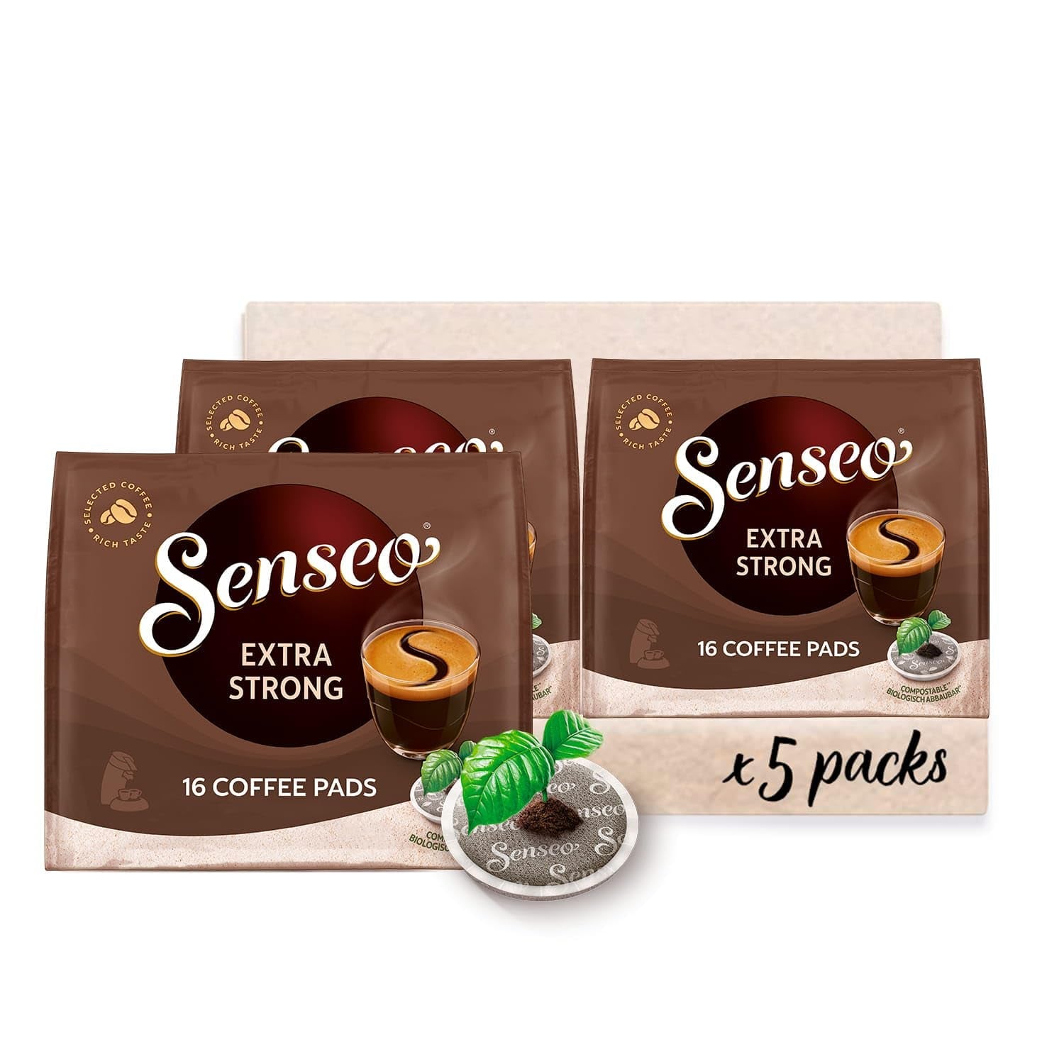 Senseo Pads Extra Forti, 5 x 16 Getränke, 80 Kaffeepads
