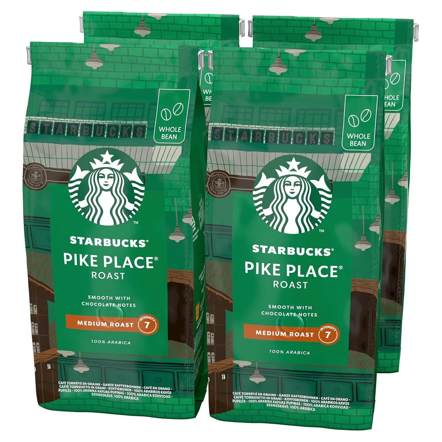 STARBUCKS Pike Place Arrosto, Mittlere Röstung, Ganze Kaffeebohnen 450g (confezione da 4)