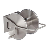 Relaxdays Avvolgitubo in Acciaio Inox, Avvolgitubo Vuoto, Montaggio a Pavimento e a Parete, per Tubo da Giardino da 40 m, Avvolgitubo, Argento, 43,5 x 43,5 x 31,5 cm