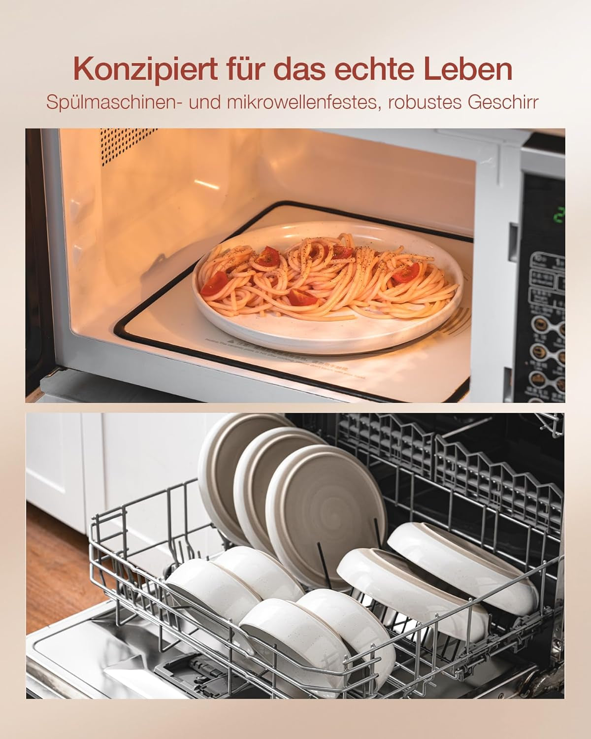 Set di stoviglie Milkyway, set di stoviglie da 18 pezzi, piatti piani in gres per 6 persone, piatti da dessert, ciotole per cereali, adatti al microonde e alla lavastoviglie, bianco