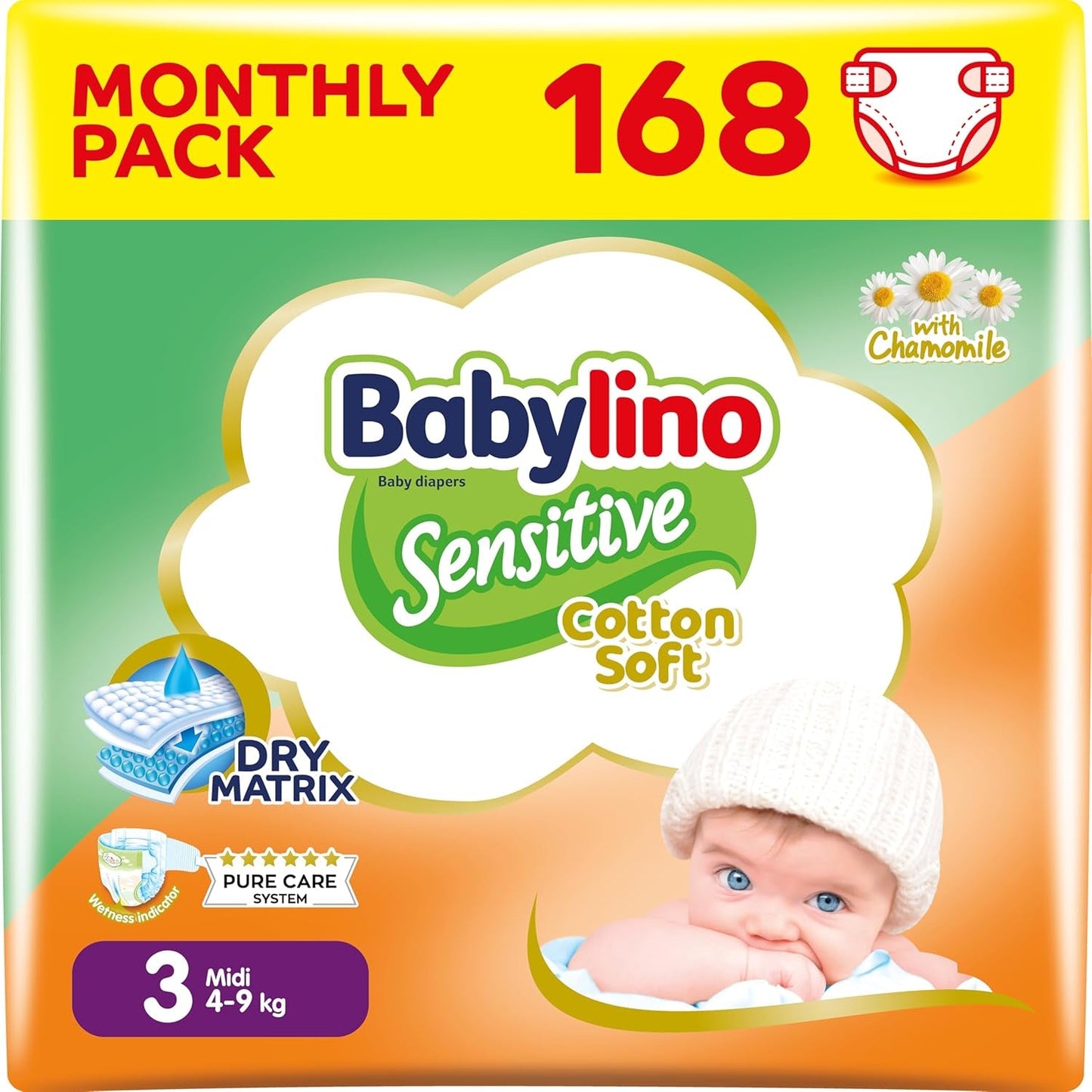 Pannolini per bambini sensibili, taglia 6, extra large (13-18 kg), 114 pannolini