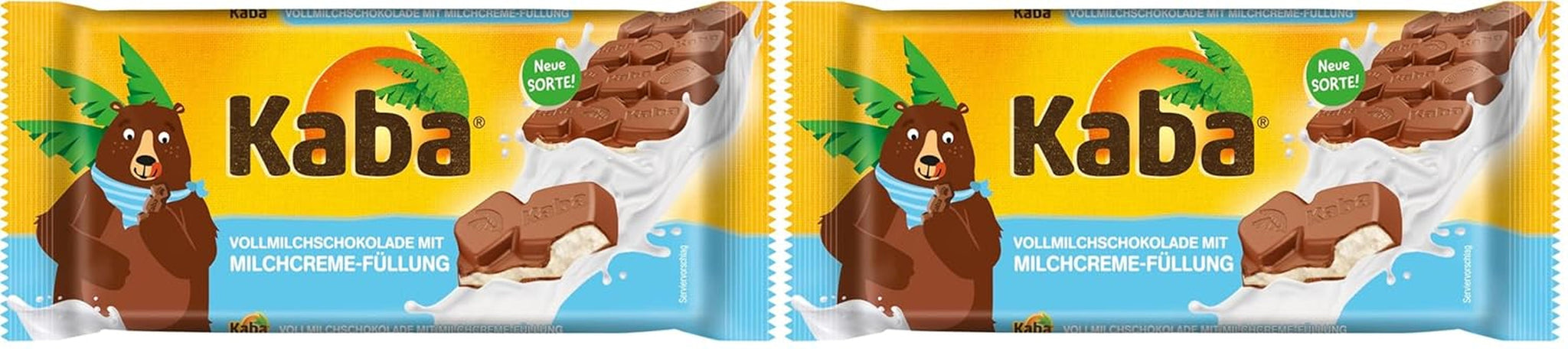 Barretta di cioccolato ripiena di cioccolato al latte intero e crema al latte Kaba, barretta di cioccolato fondente da 90 g con crema al latte leggera e sapore originale Kaba (confezione da 2)