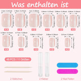 Kiiwah 48 pezzi unghie corte quadrate unghie artificiali rosa colla su punte per unghie corte punte per unghie finte