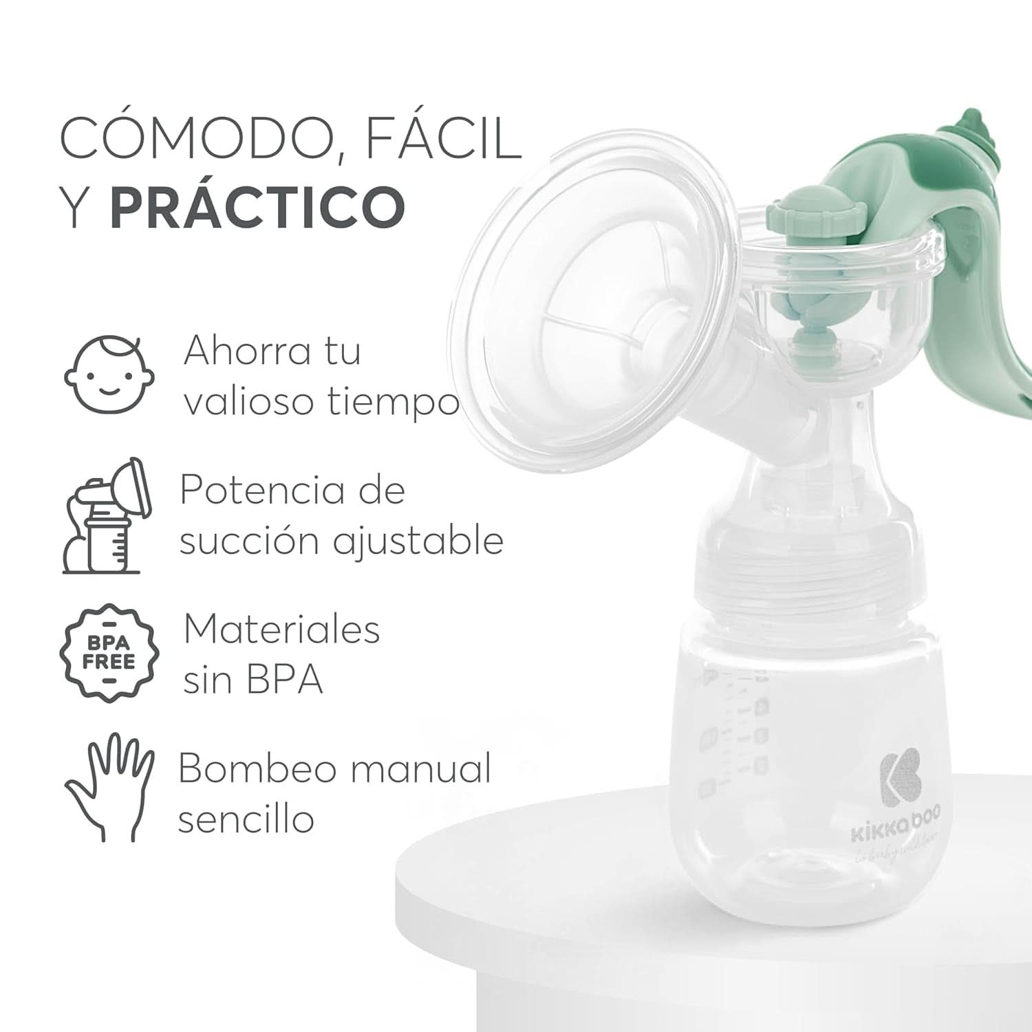 Tiralatte Kikkaboo ELSIE, manuale con 2 modalità, potenza di aspirazione regolabile, coppa in morbido silicone Accessori Alimentazione e Allattamento Bebe Naty Shop